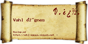 Vahl Ágnes névjegykártya